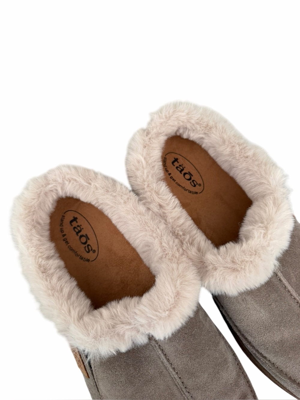 Taos Woman’s Future Cozy Clog Faux Fur Dark Taupe Suede Lining Size 8 - Picture 9 of 10